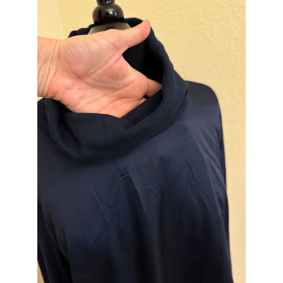 Chico's Mixed Media Cowl Neck Layered Long Sleeve Navy Top-Sz 3 (XL) - Picture 3 of 11